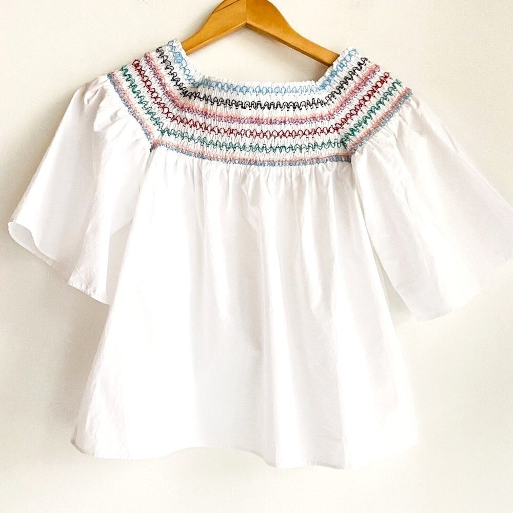 PArker  YAsmin Blouse Off The Shoulder Embroidered XS - Picture 2 of 5
